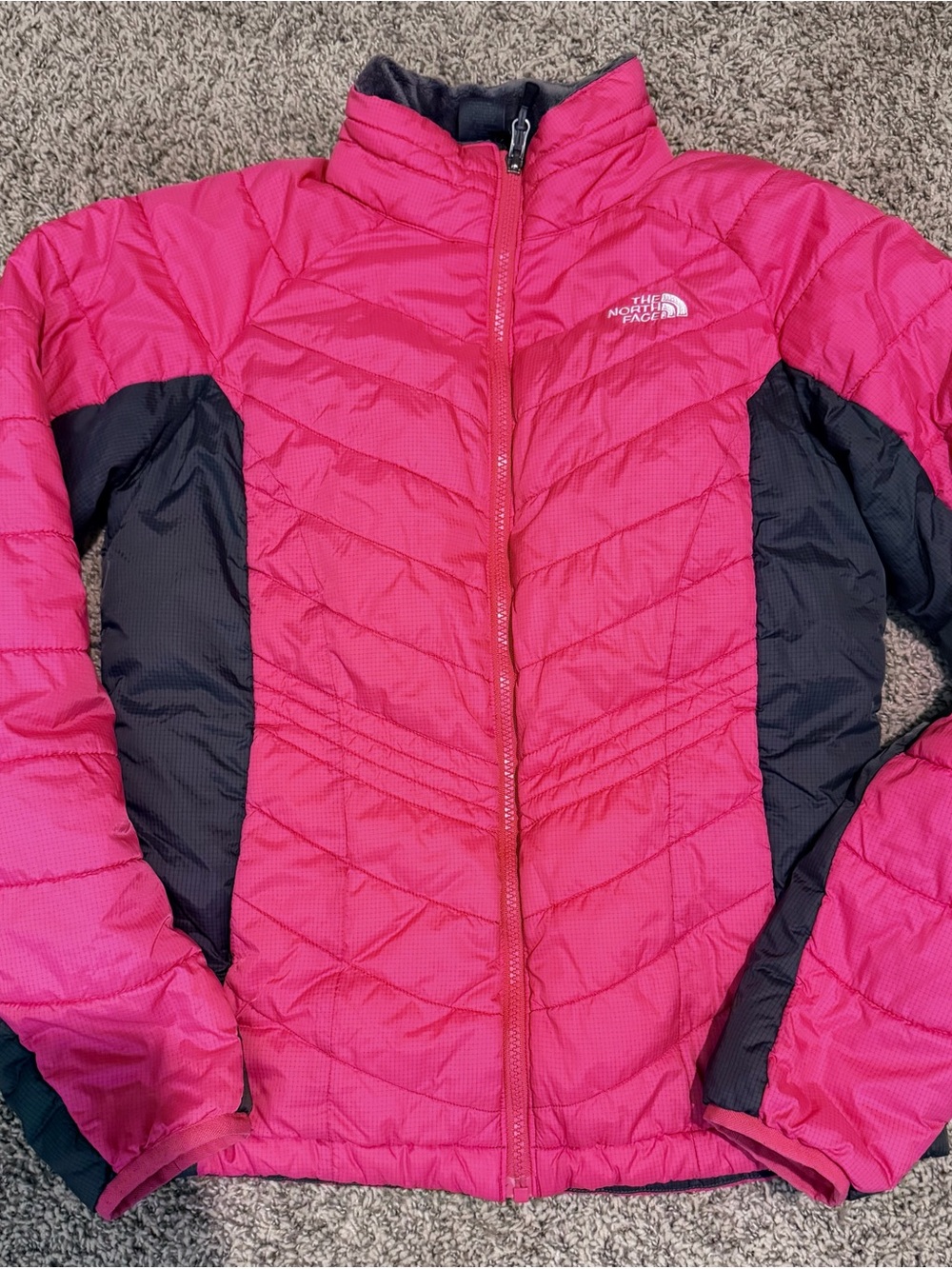 The North Face Hot Pink and gray Lightweight Puffer Jacket